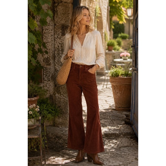 Levi's Pants - Levi's PREMIUM 70s High Flare Pants Women 25 Rust Corduroy High Waisted Boho
